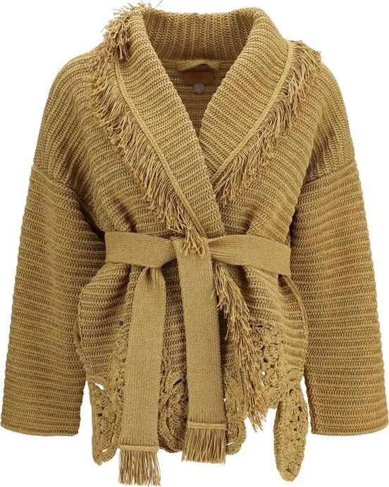 Gold Polyester Cardigan