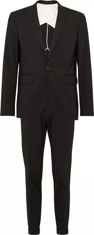 Black Elastane Two-Piece Suit