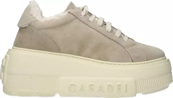 Beige Leather Chunky Sneakers