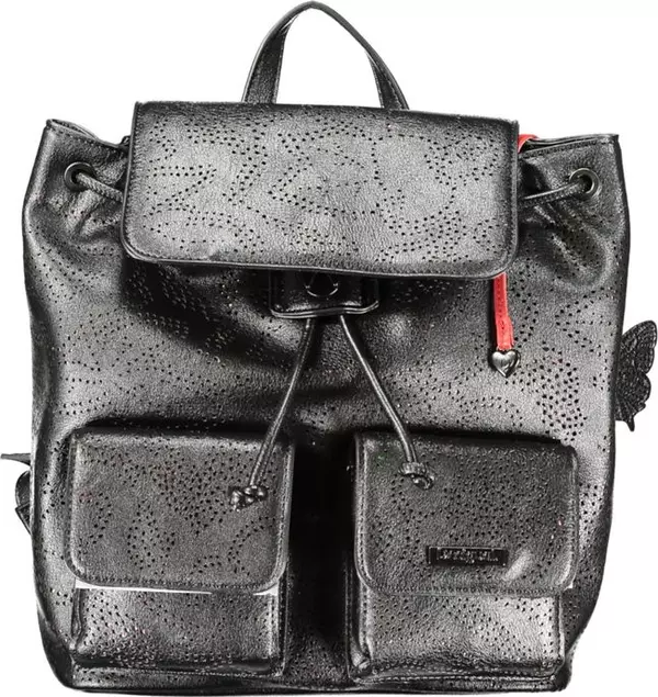 Black Polyurethane Women's Mini Backpack