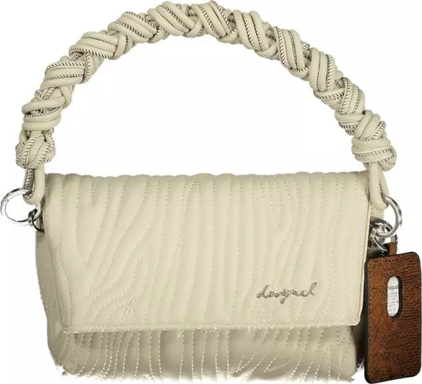 Ecru Polyurethane Women's Handbag