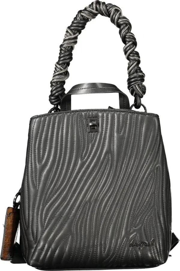 Black Polyurethane Women Mini Backpack