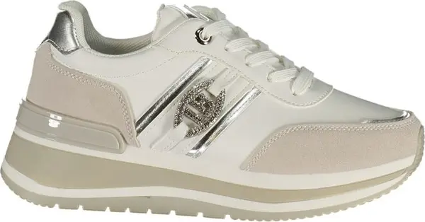 White Polyurethane Women Sneaker