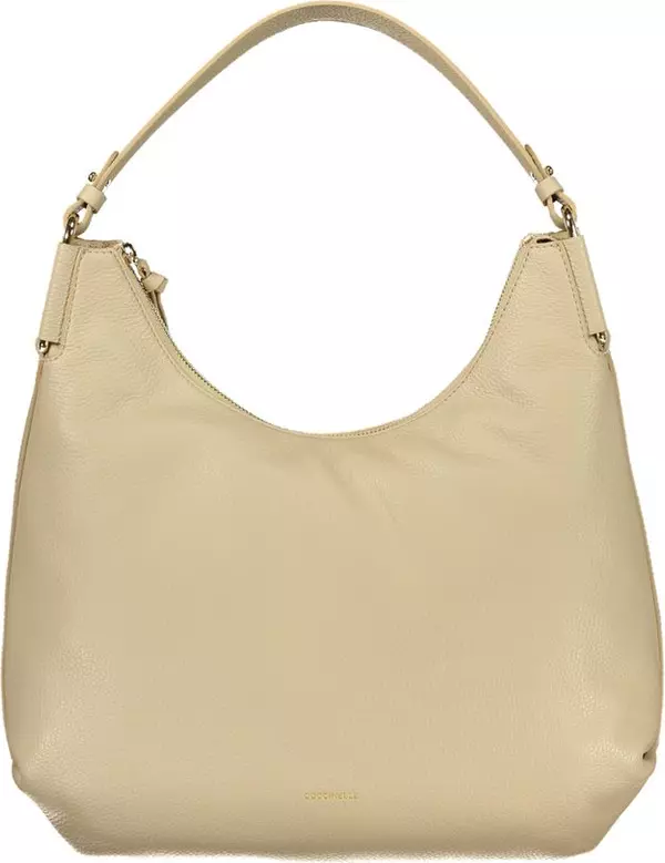 Beige Leather Women Handbag