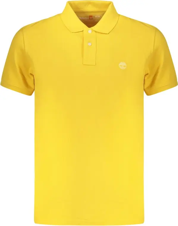 Yellow Cotton Men Polo Shirt