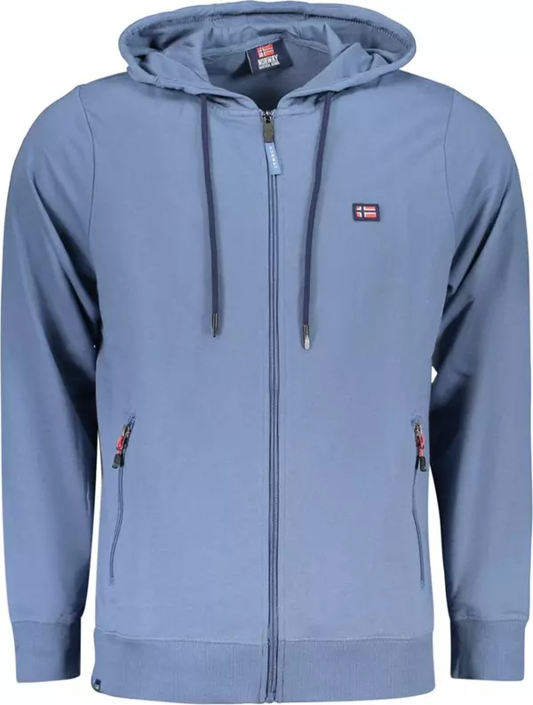 "Blu Cotton Mens Sweatshirt with Hood"