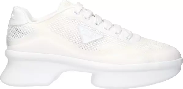 White Fabric Low Top Sneakers