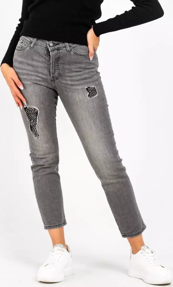 Gray Cotton Jeans Denim
