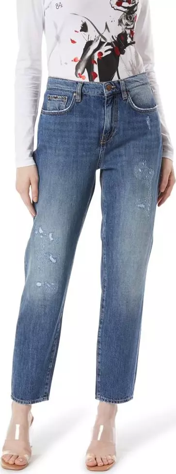 Blue Cotton Straight-Leg Jeans