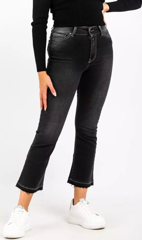 Gray Cotton Cropped Jeans