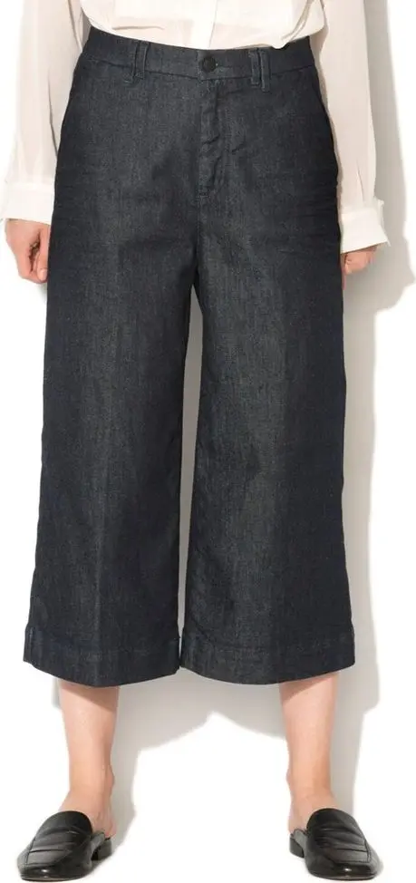 Blue Polyester Cropped Jeans