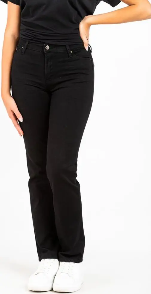 Black Cotton Straight-Leg Jeans