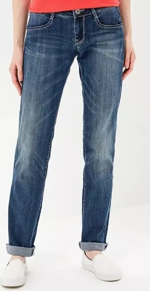 Blue Cotton Straight-Leg Jeans