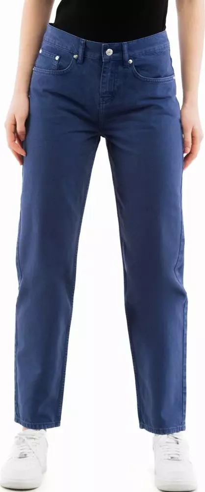 Blue Cotton Straight-Leg Jeans