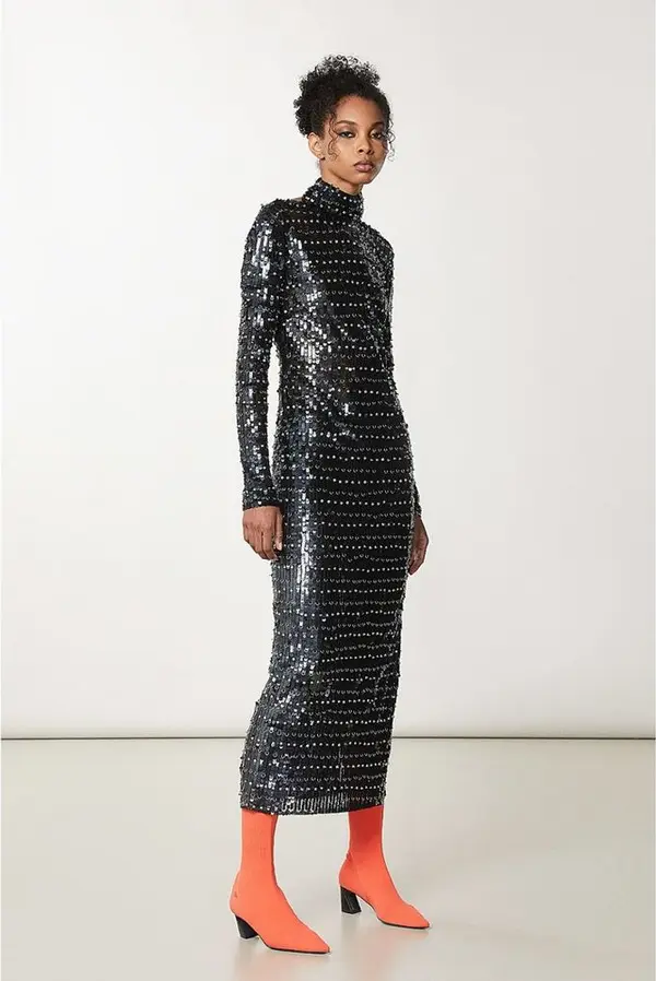 Gold Polyamide Cocktail Dress