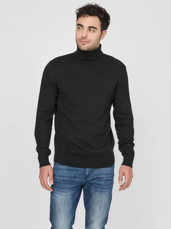 Black Cotton Turtleneck