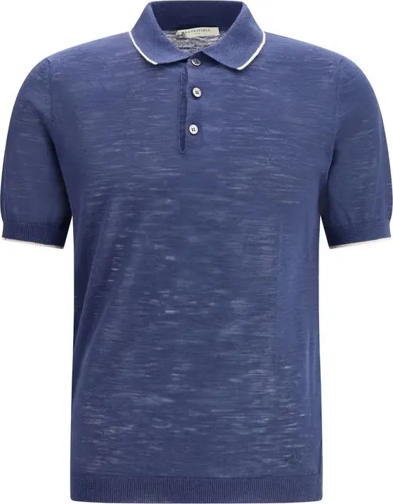Blue Linen Polo Shirt