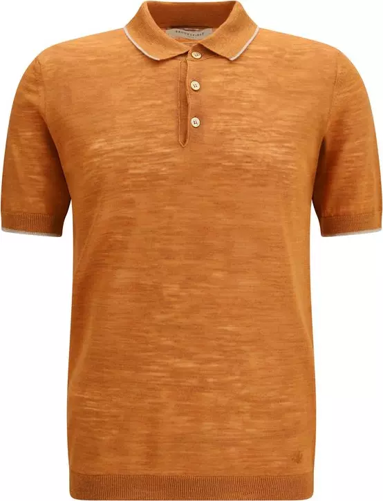 Orange Linen Polo Shirt
