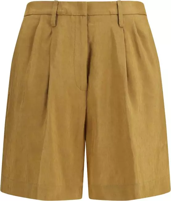 Beige Linen Bermuda Shorts