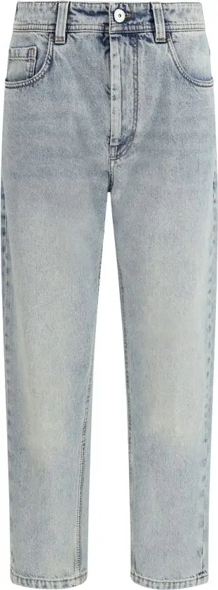 Blue Cotton Straight-Leg Jeans