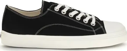 Black Cotton Low Top Sneakers
