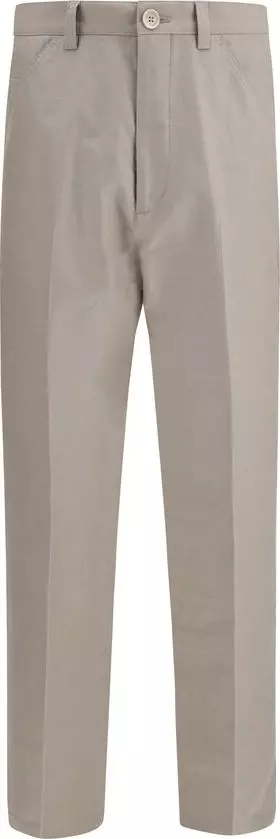 Beige Cotton Dress Pants