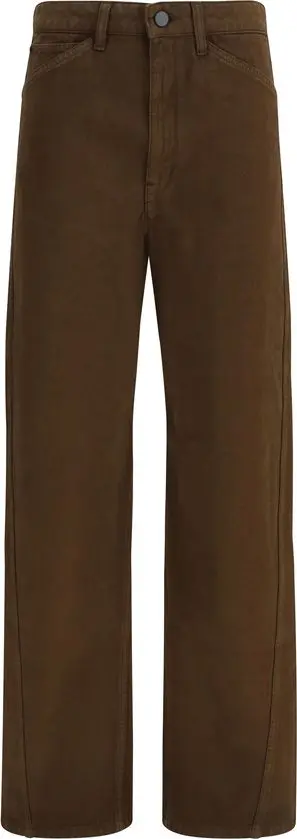 Brown Cotton Casual Pants