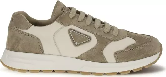 Beige Calf Leather Bos Taurus Athletic Sneakers