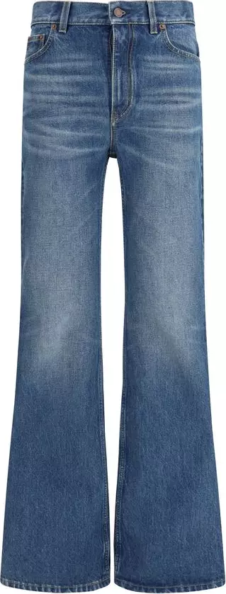 Blue Cotton Flared Jeans