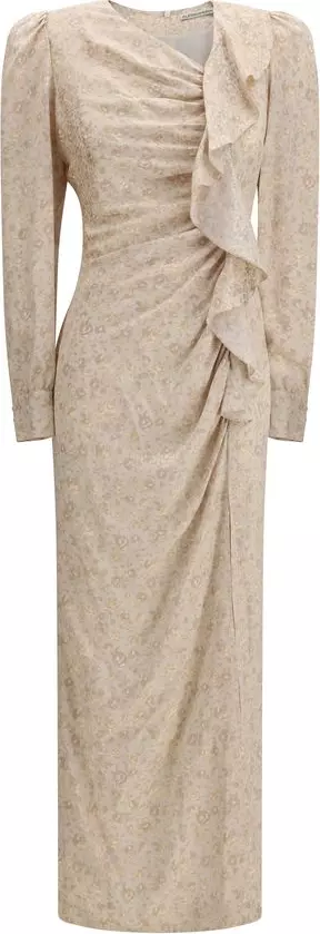 Beige Silk Casual Dress
