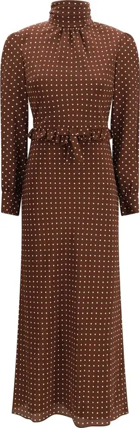 Brown Silk Casual Dress