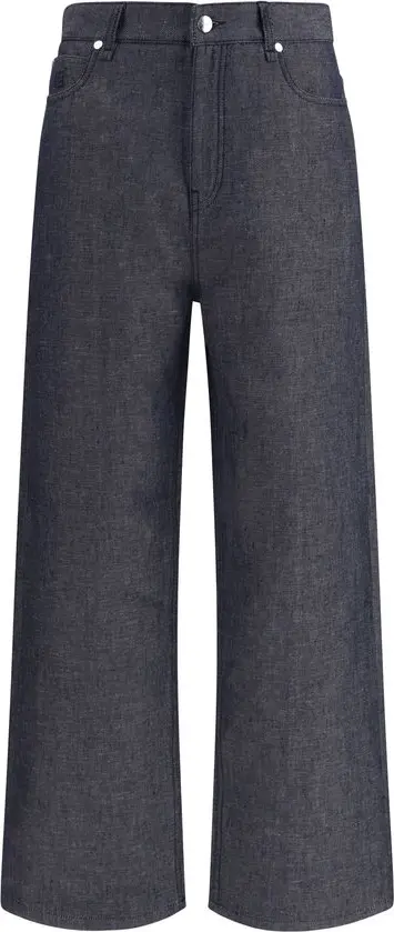 Blue Linen Relaxed Fit Jeans
