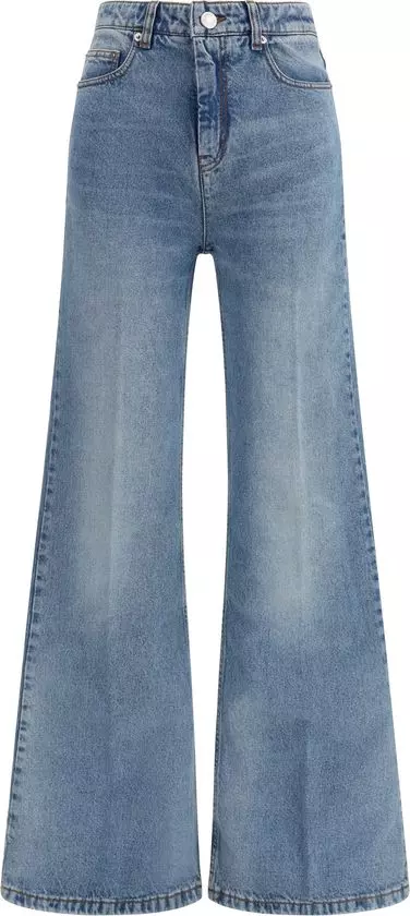 Blue Cotton Flared Jeans
