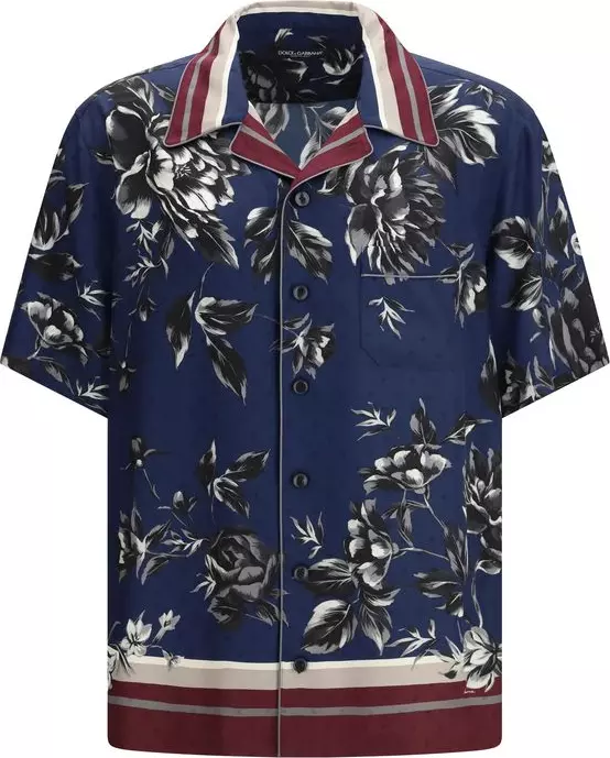 Blue Silk Pattern Shirt