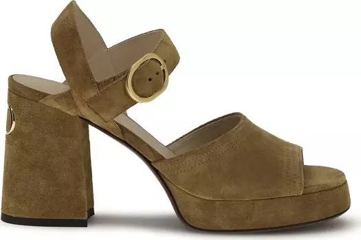 Beige Calf Leather Bos Taurus Platform Sandals