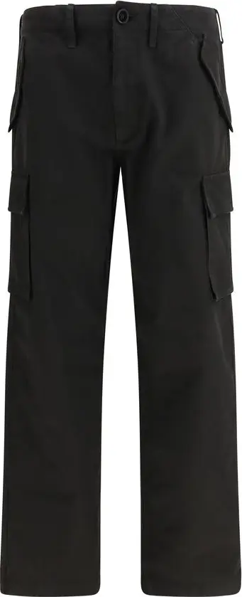Black Cotton Cargo Pants