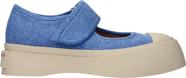 Blue Fabric Low Top Sneakers