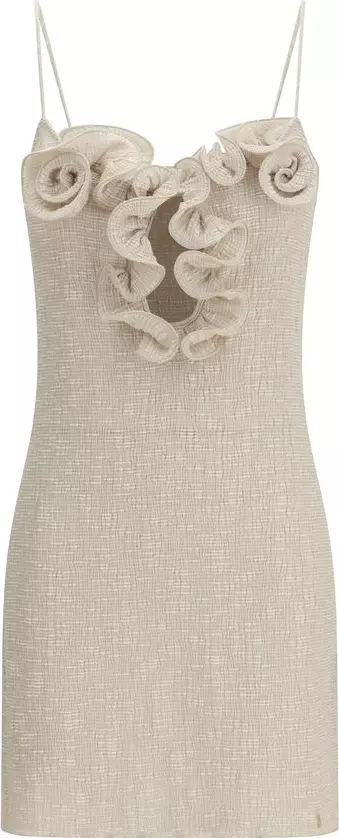 Beige Lyocell Casual Dress