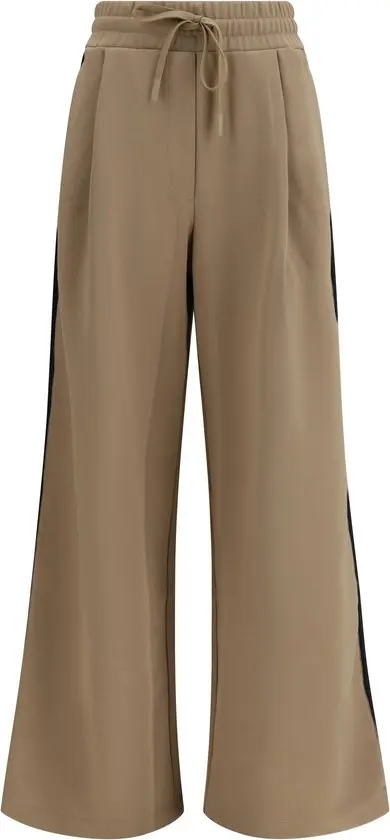 Beige Cotton Casual Pants
