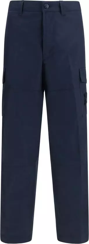 Blue Cotton Cargo Pants
