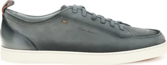 Gray Calf Leather Bos Taurus Low Top Sneakers
