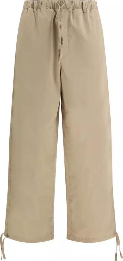 Beige Cotton Casual Pants