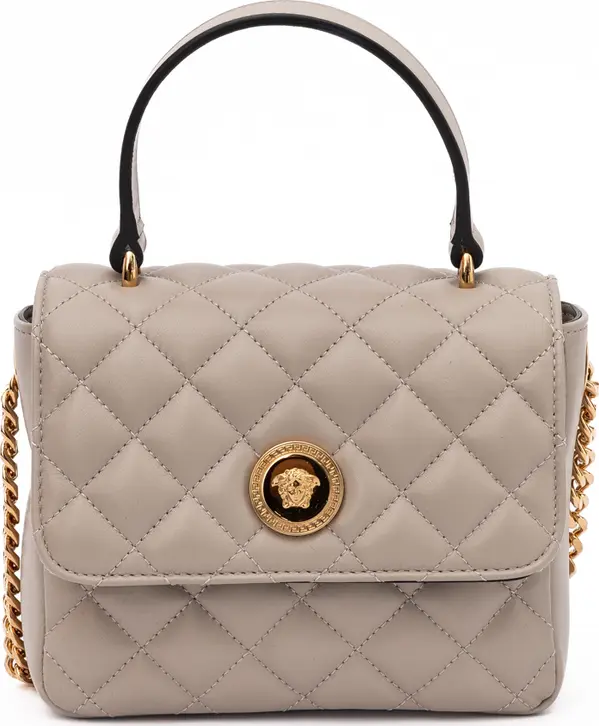 Taupe Quilted Leather Handbag