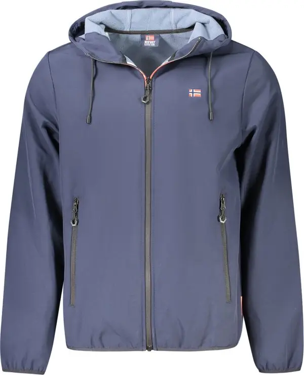 Blue Polyester Men Jacket
