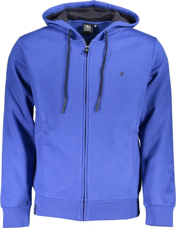 Blue Cotton Men Hoodie