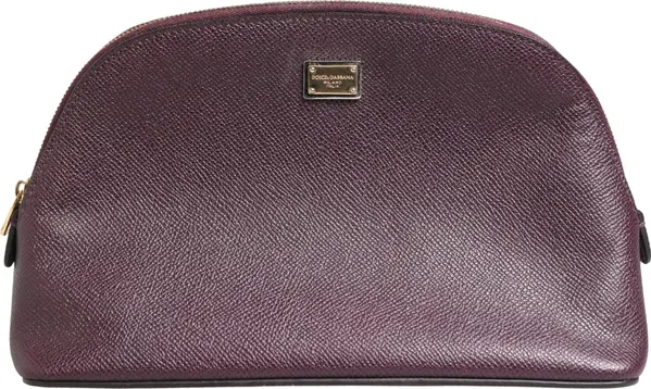 Dark Purple Leather DG Logo Zip Around Hand Purse Wallet