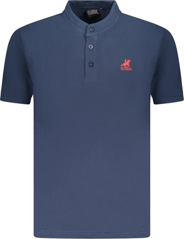 Blue Cotton Men Polo