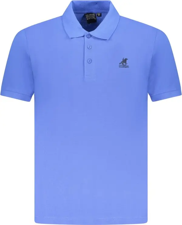 Blue Cotton Men Polo Shirt