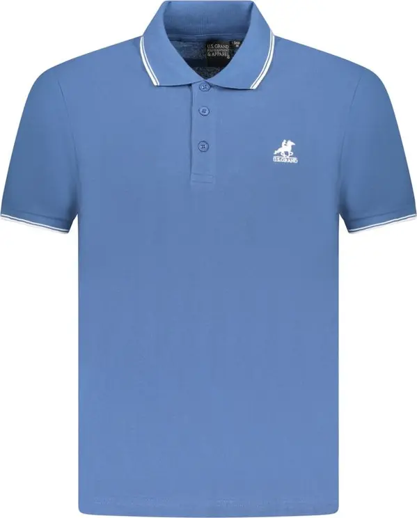 Blue Cotton Men Polo Shirt