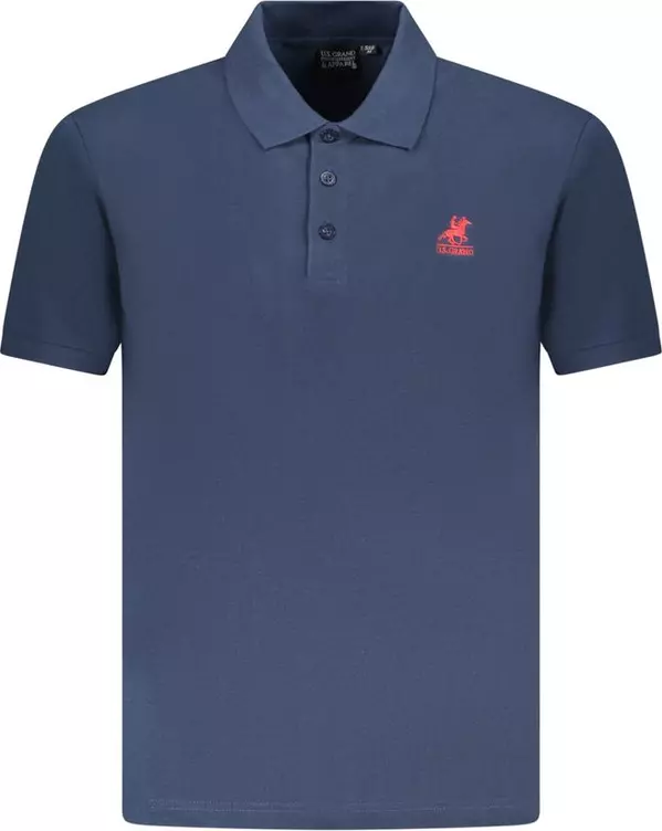 Blue Cotton Men Polo Shirt